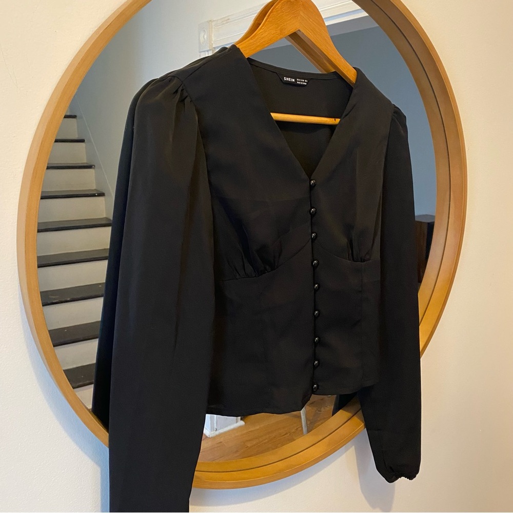 Black Button-Up Blouse